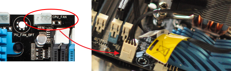 Branchement du ventirad sur sa prise 4 broches