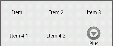 Un bouton permet d'accéder aux autres items