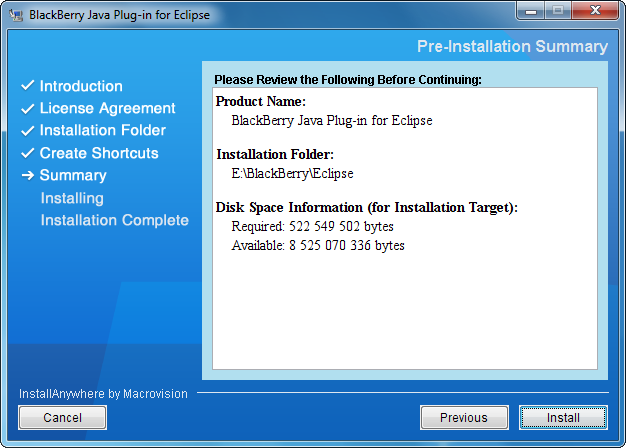 Étape 5 sur 7 : Vérifiez les informations puis cliquez sur Install.