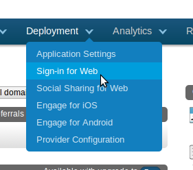Menu deployment -> sign-in for Web