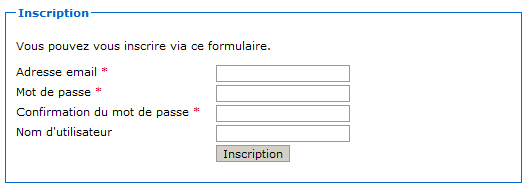 Formulaire d'inscription