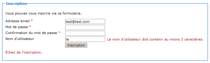 Erreur dans la validation du formulaire
