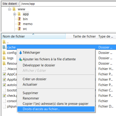 Modifiez les droits des dossiers