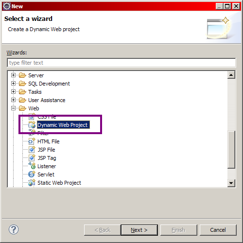 Nouveau projet web sous Eclipse