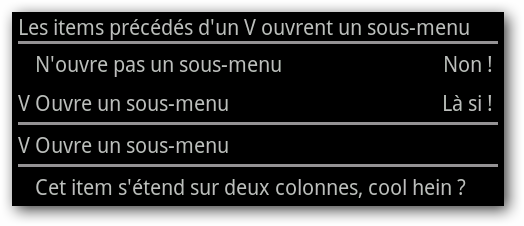 Le contenu est organisé en tableau