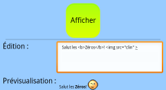 Le texte est mis en forme en temps téel dans la zone de prévisualisation