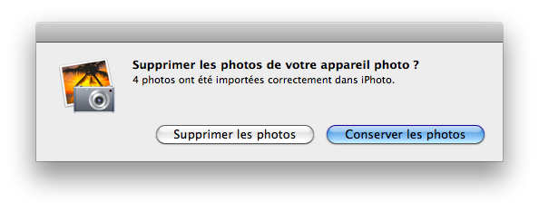 Suppression des photos sur votre appareil