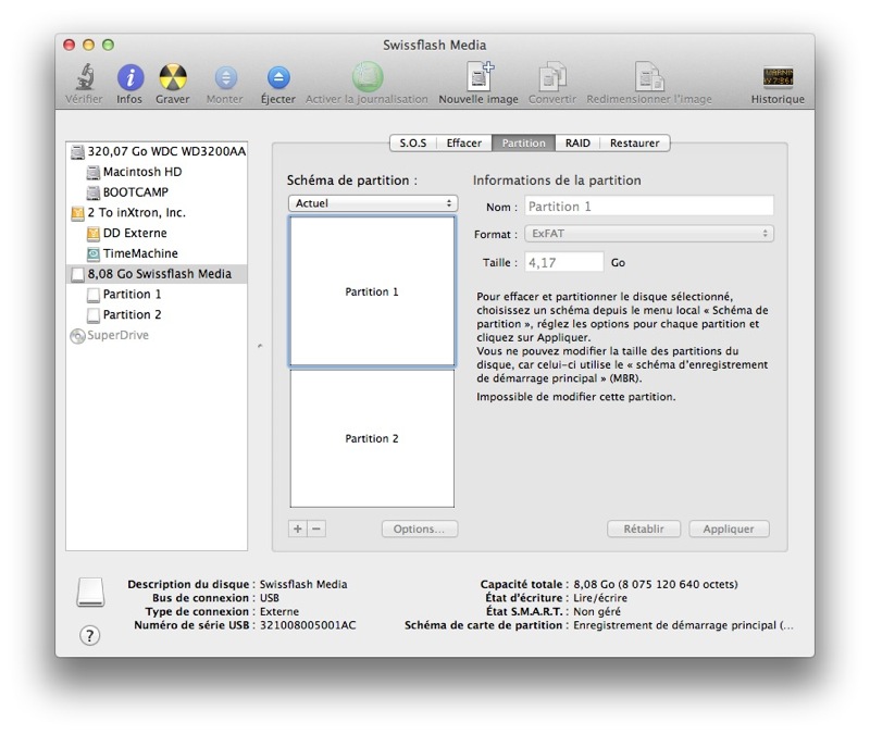Notre clef usb après l'avoir partitionnée