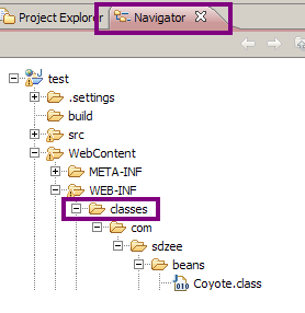 Visualisation du répertoire contenant les classes sous Eclipse