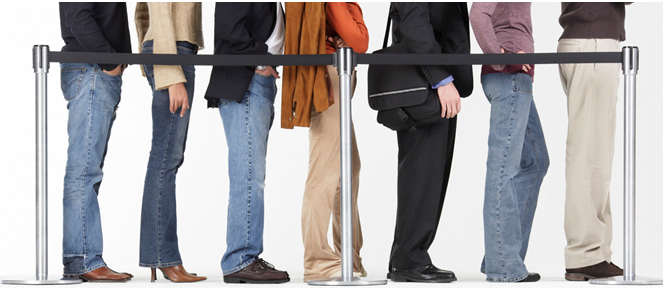 Une file d'attente. Le premier arrivé est le premier servi