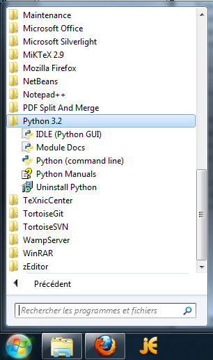 Python est installé sous Windows