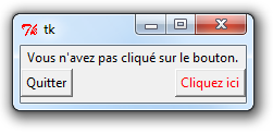 La fenêtre est créée avec ses deux boutons