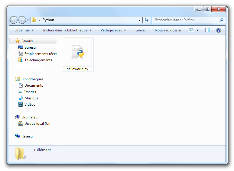 Un fichier .py sous Windows