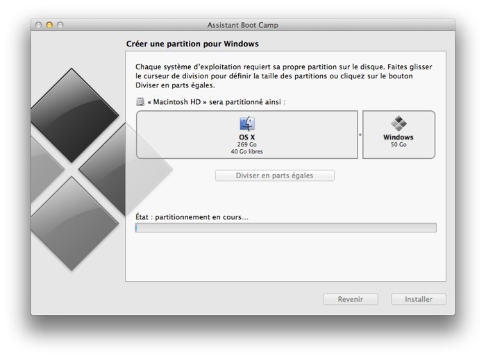 Assistant Boot Camp : Étape 2 : Partitionnement