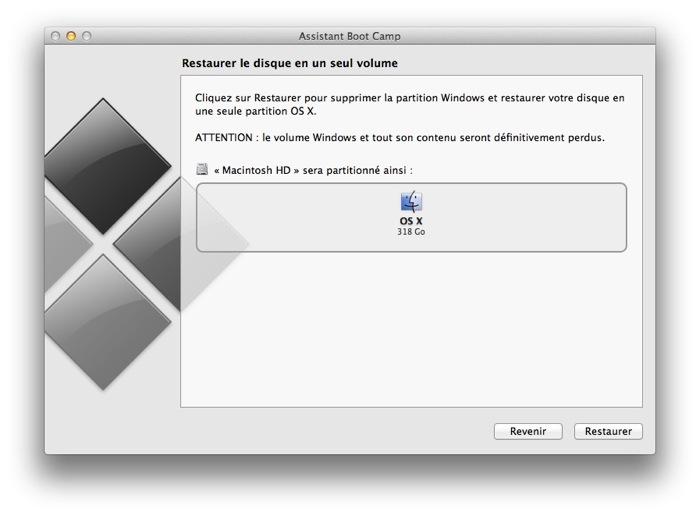 Supprimer une partition Boot Camp