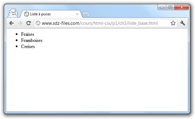 Une liste non ordonnée