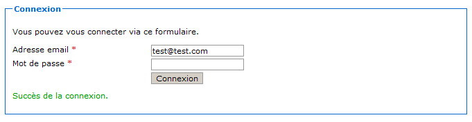 Succès de la connexion