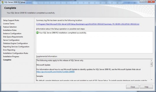 SQL Server 2008 R2 est installé !