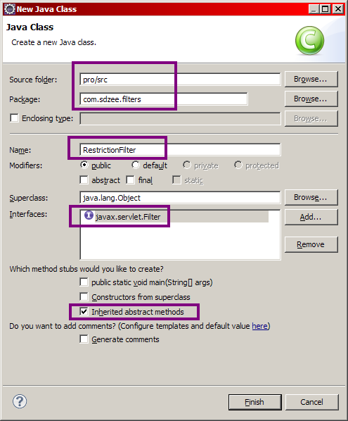 Création d'un filtre.