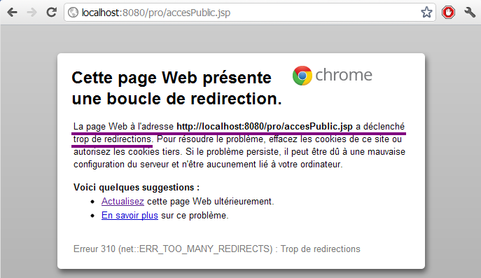 Échec de la restriction