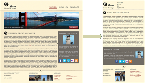 Le même site, présenté différemment en fonction de la largeur de l'écran