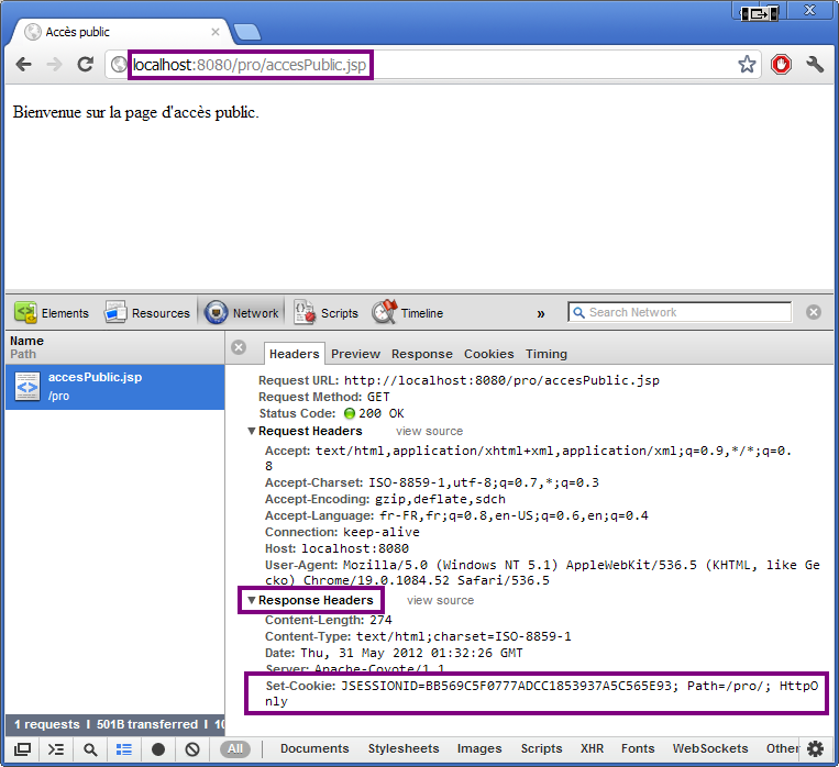 Création de session par la JSP