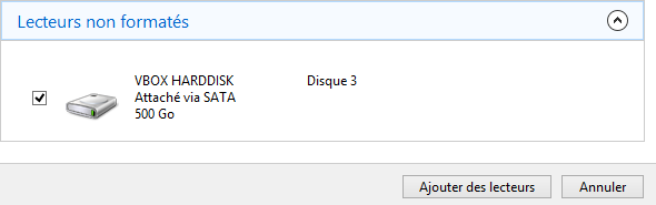 Ajout d'un disque au pool