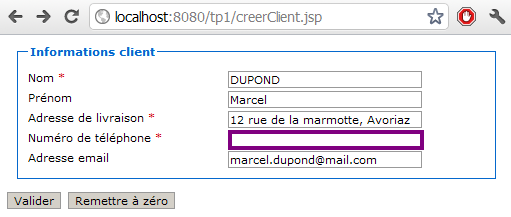 Oubli d'un champ obligatoire dans le formulaire