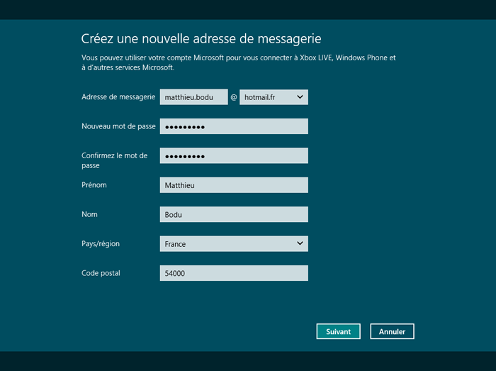 Création d'une nouvelle adresse de messagerie