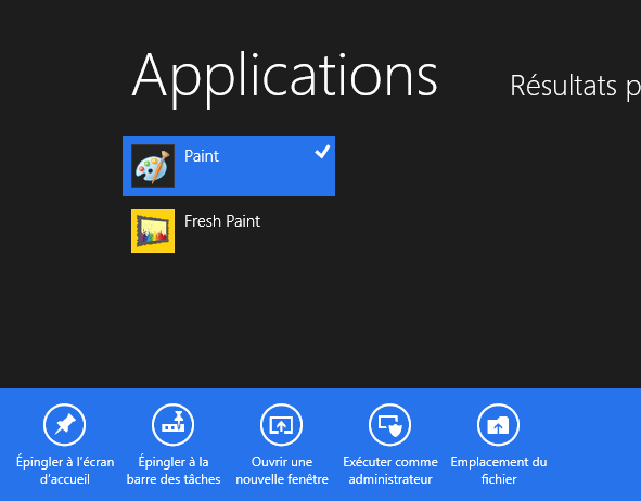 Épinglage de Paint à l'écran Démarrer