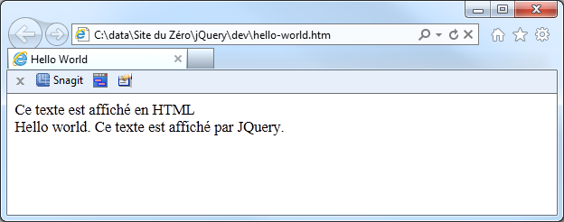 Le fichier est ouvert dans Internet Explorer