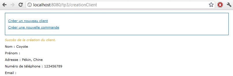 Création d'un client sans erreur