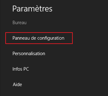 Ouverture du Panneau de configuration du Bureau