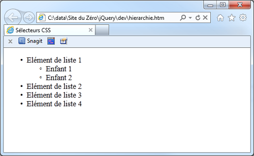 Le code précédent exécuté dans Internet Explorer