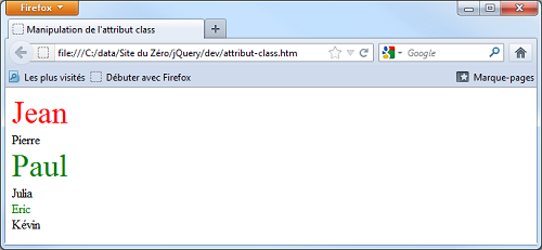 Le code précédent exécuté dans Firefox