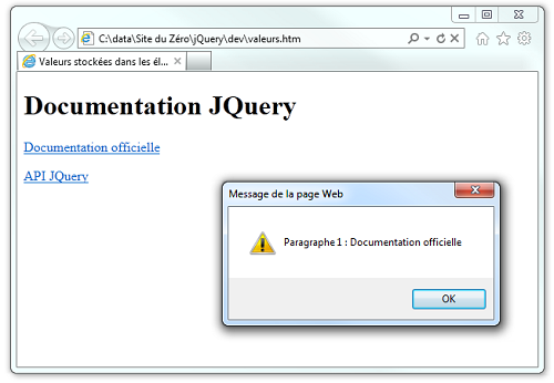 Affiche le code HTML du premier élément