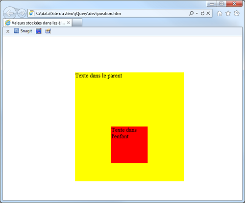 Le code précédent exécuté dans Internet Explorer