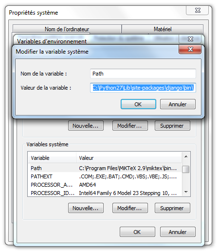 Édition du Path sous Windows 7