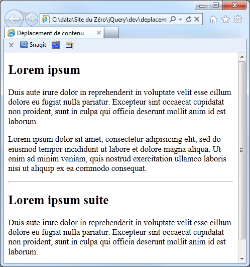 Le paragraphe d'identifiant #deux a été cloné et copié avant le paragraphe d'identifiant #un