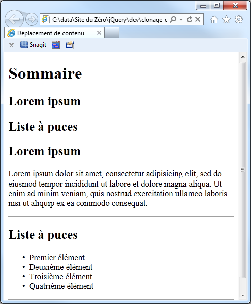 Le sommaire a été créé automatiquement grâce à jQuery