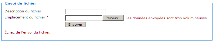 Envoi d'un fichier trop lourd