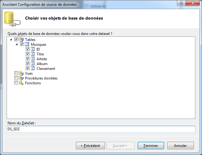 Cochez toutes les cases de la table
