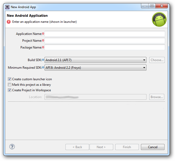 Création d'un nouveau projet