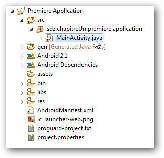 Le Package Explorer permet de naviguer entre vos projets