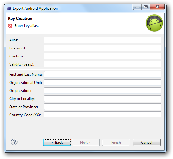Cette fenêtre permet de créer une clé
