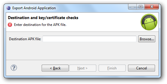 Choisissez l'emplacement de l'APK