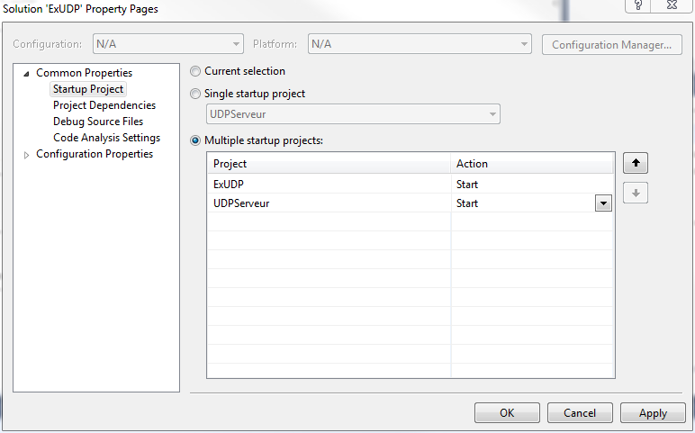 Options de démarrage.