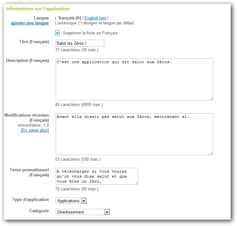 Renseignez quelques informations