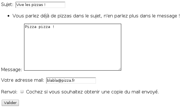 Le message d'erreur est bien adapté