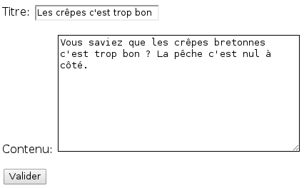 Seuls les champs « titre » et « contenu » sont éditables